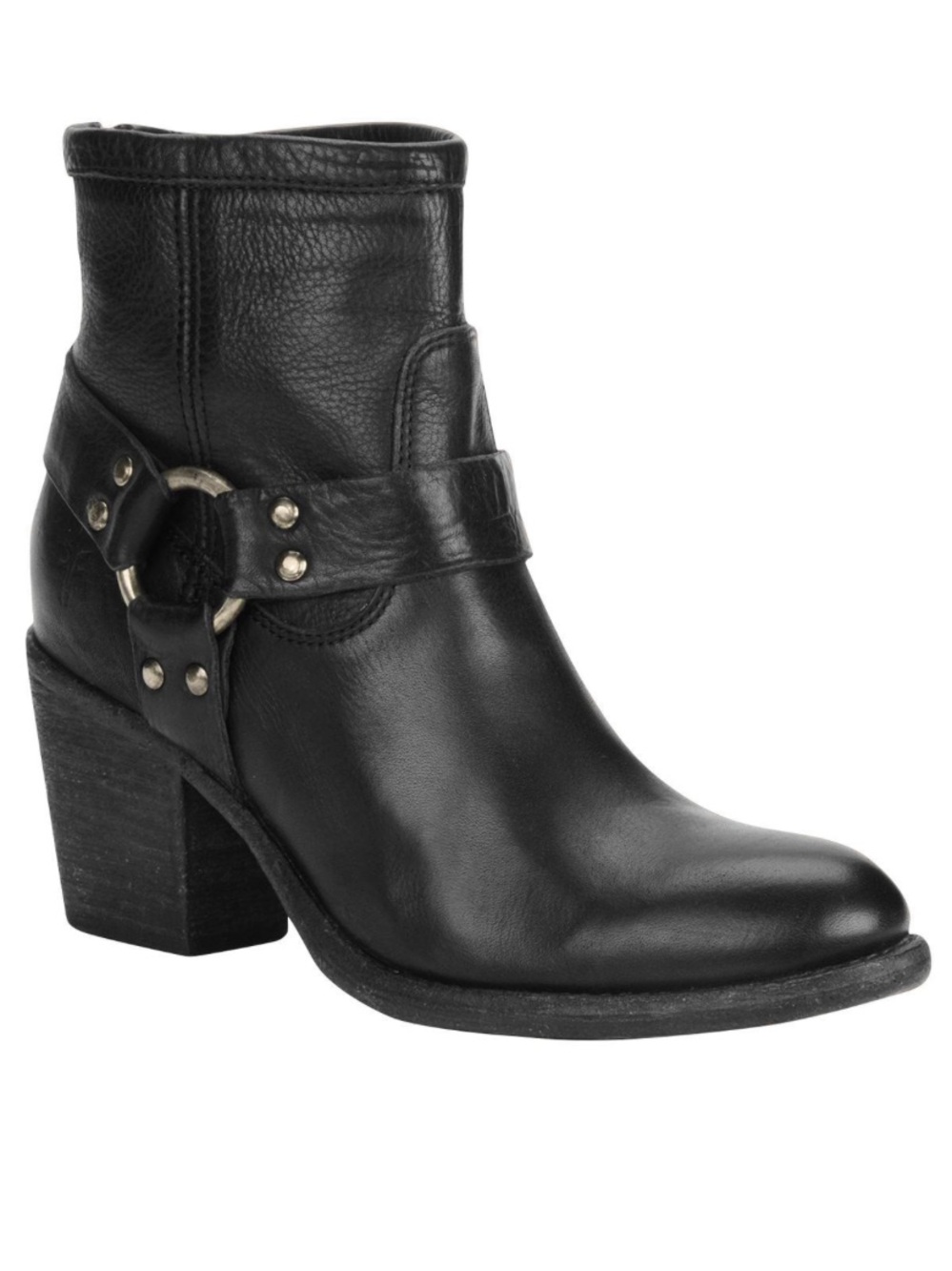 Frye Tabitha Harness Leather Heeled Moto Ankle‎ Boots Booties Womens 9B Black
